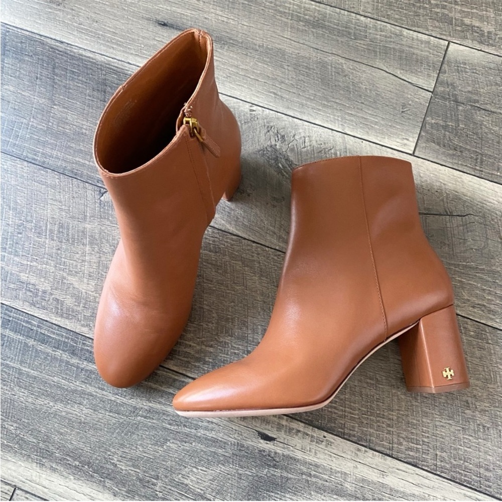 NWT Tory Burch Brooke Tan Camel Ankle Booties Leather Classic Size 11